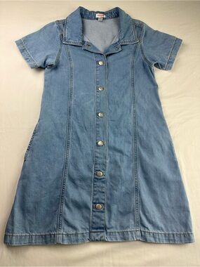 Micro Mini Denim Dress Button Down A-Line Summer Festival Coastal Cowgirl XS/S